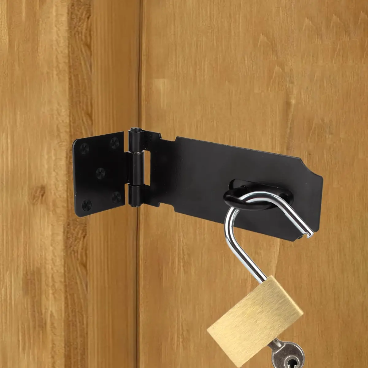 HOWDIA 180 Degree Hasp Lock Latch with Lock | 4 Inch Stainless Steel Security Door Clasp for Shed & Gate - view 6