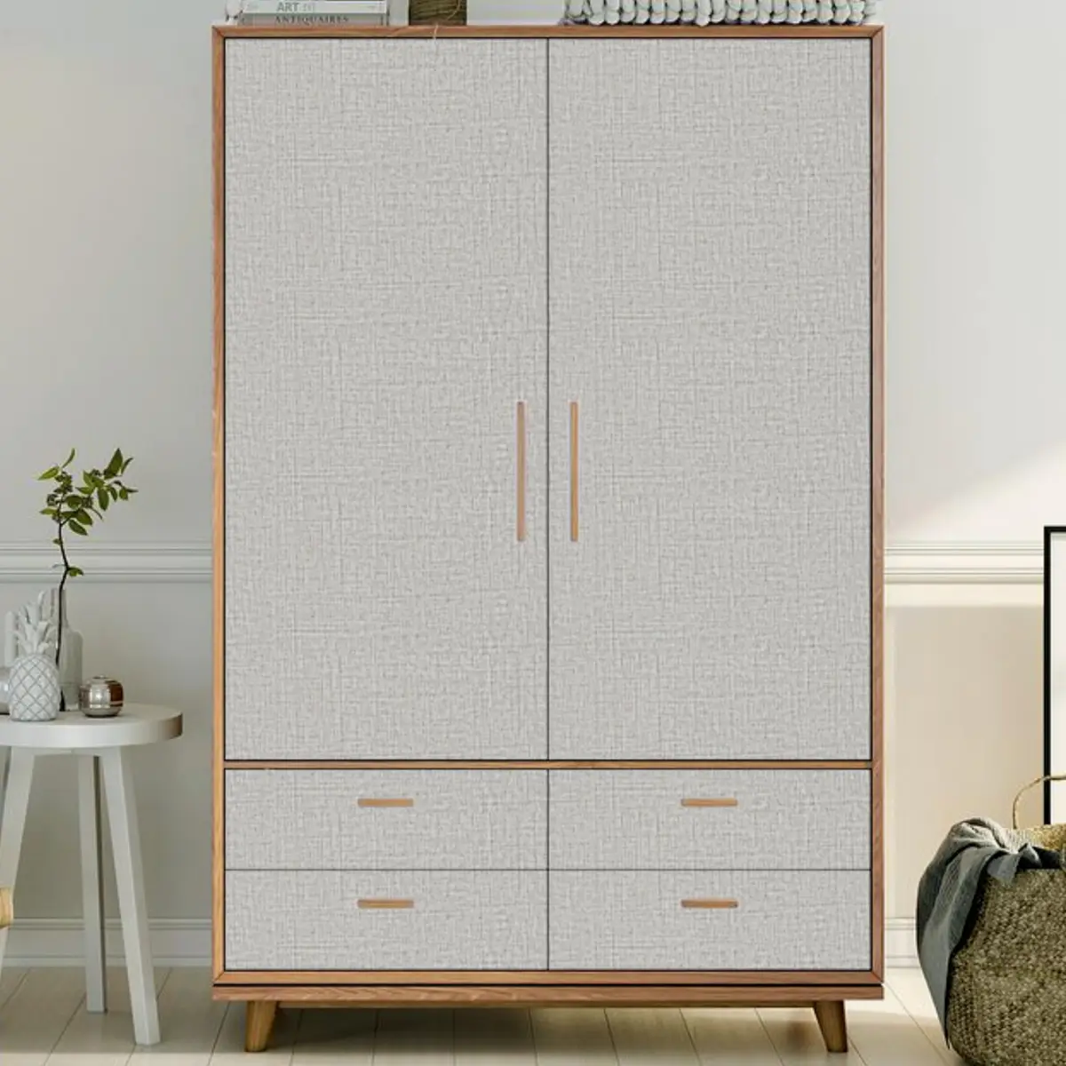 TANONE Grasscloth Peel and Stick Wallpaper 40.1 cm x 300 cm (15.8 in X 118 in) | Realistic Faux Texture for Walls & Cabinets - view 7