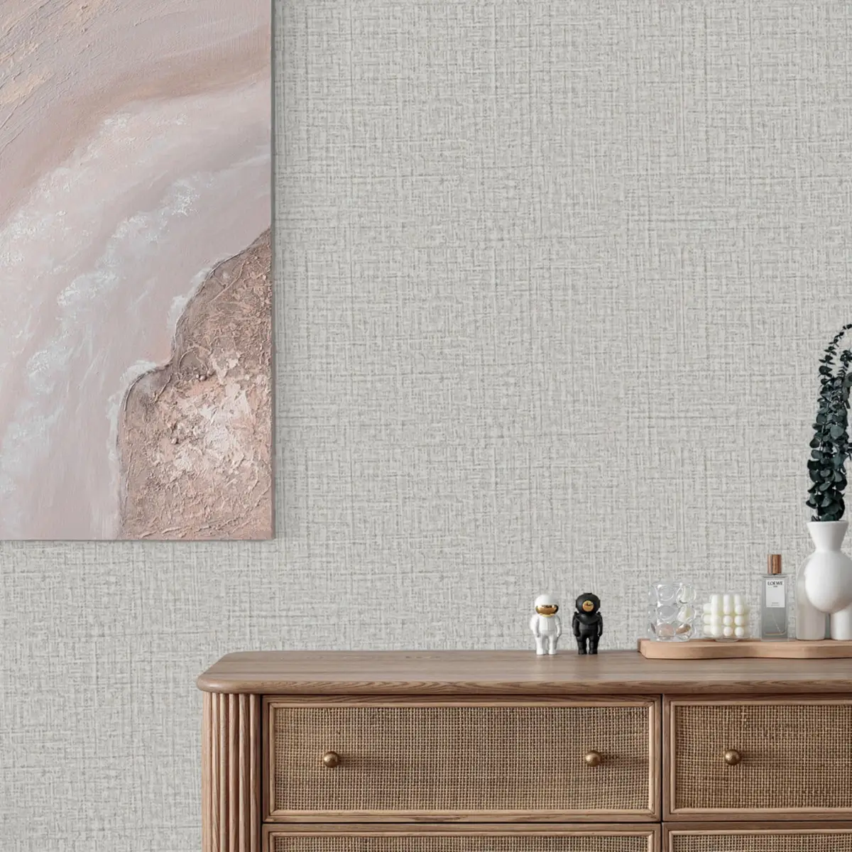 TANONE Grasscloth Peel and Stick Wallpaper 40.1 cm x 300 cm (15.8 in X 118 in) | Realistic Faux Texture for Walls & Cabinets - view 3