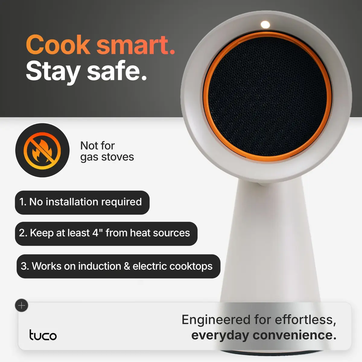 TUCO Portable Range Hood Grey 25.4cm (10in) | ETL Certified Ductless Kitchen Exhaust Fan with 5-Layer Filter - view 7