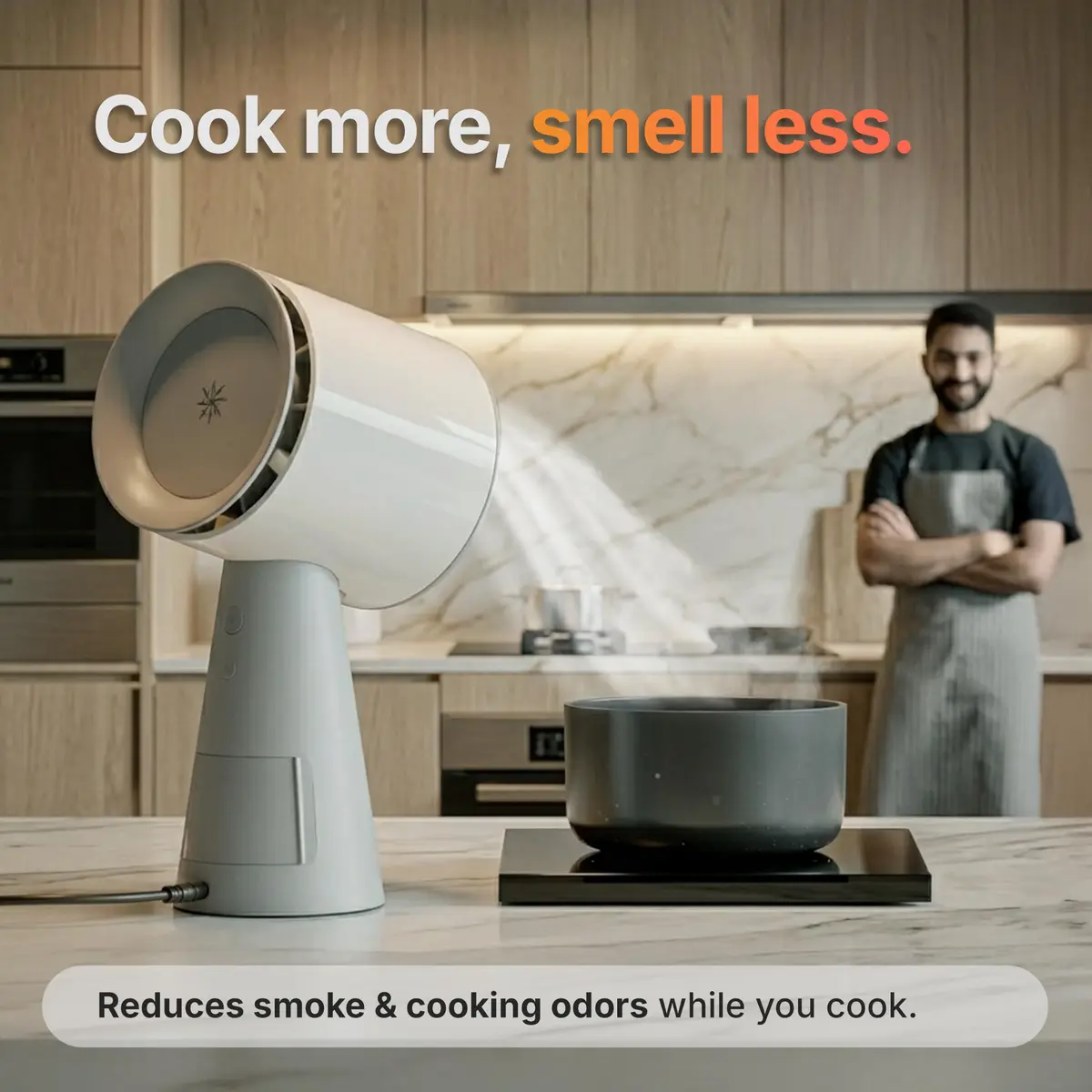 TUCO Portable Range Hood Grey 25.4cm (10in) | ETL Certified Ductless Kitchen Exhaust Fan with 5-Layer Filter - view 2