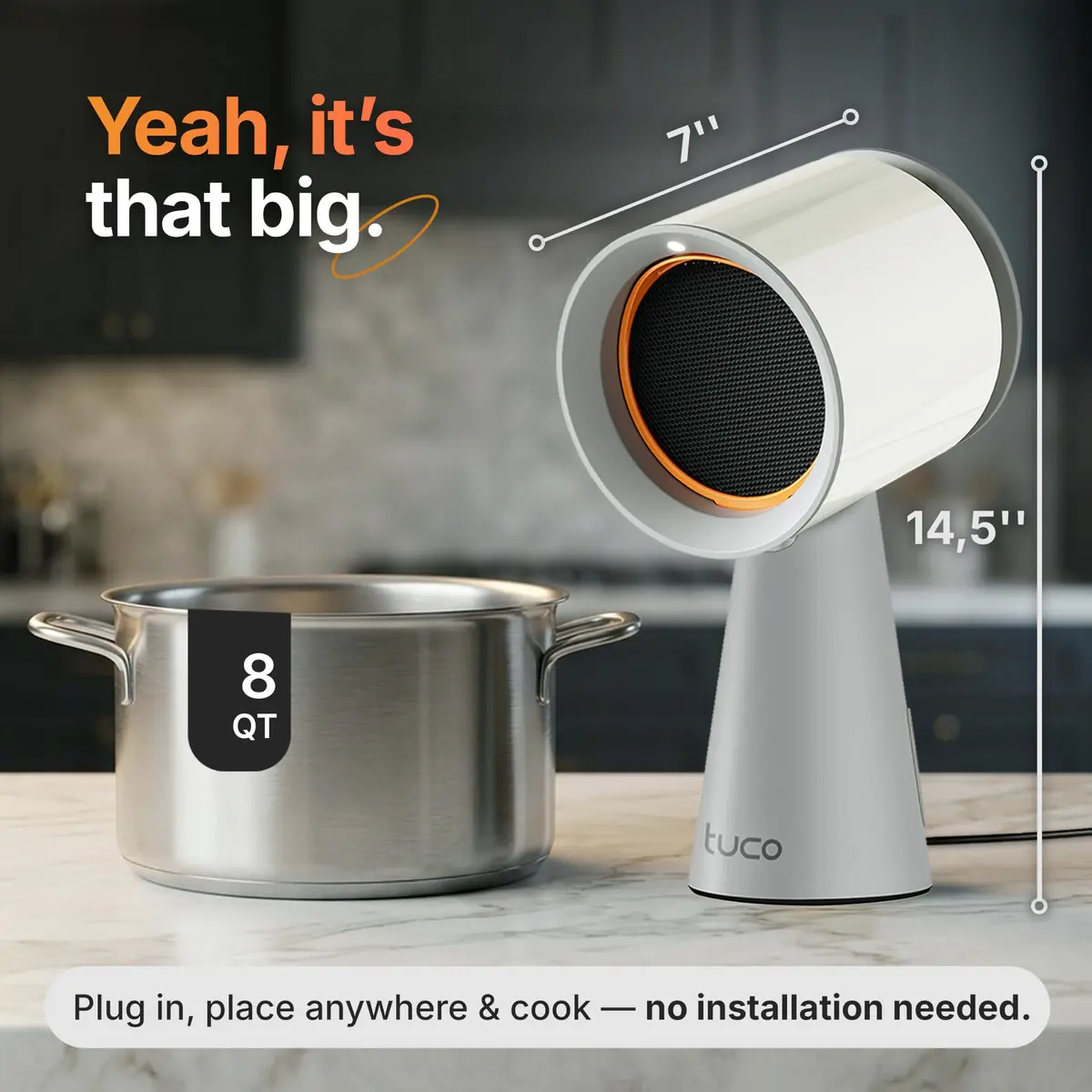 TUCO Portable Range Hood Grey 25.4cm (10in) | ETL Certified Ductless Kitchen Exhaust Fan with 5-Layer Filter - view 4