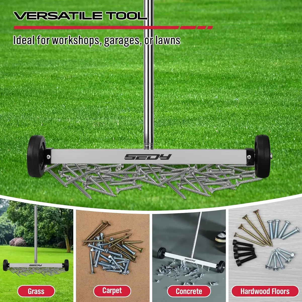 SEDY 17-Inch Magnetic Sweeper with 8.8-lb Capacity & 38" Telescoping Handle | Workshop Garage Yard Cleanup Tool - view 7
