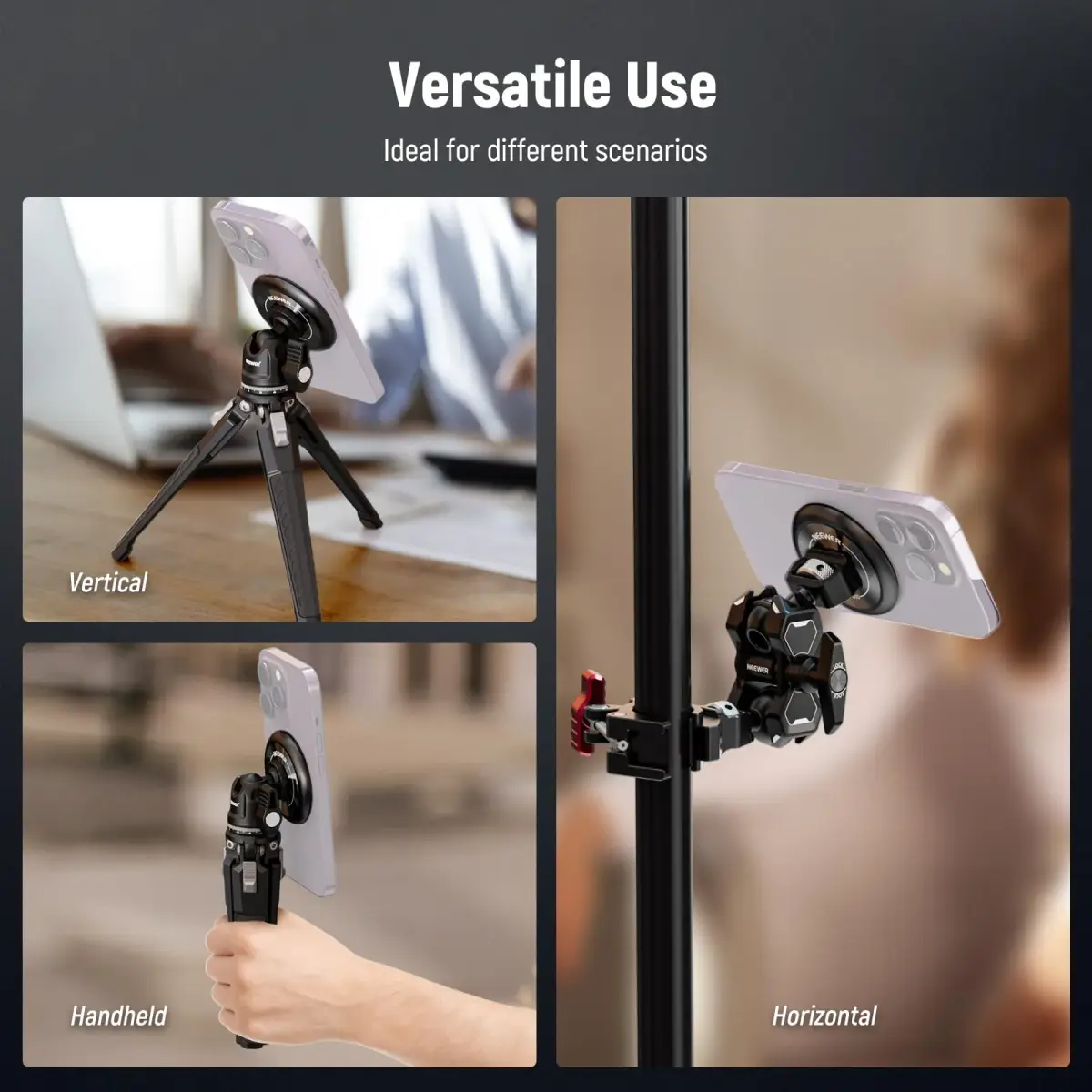 NEEWER Magnetic Phone Tripod Mount Adapter with Adhesive Magnetic Ring 2 Pack | 1/4" Thread for Video Recording Selfie Stick Ring Light - view 5