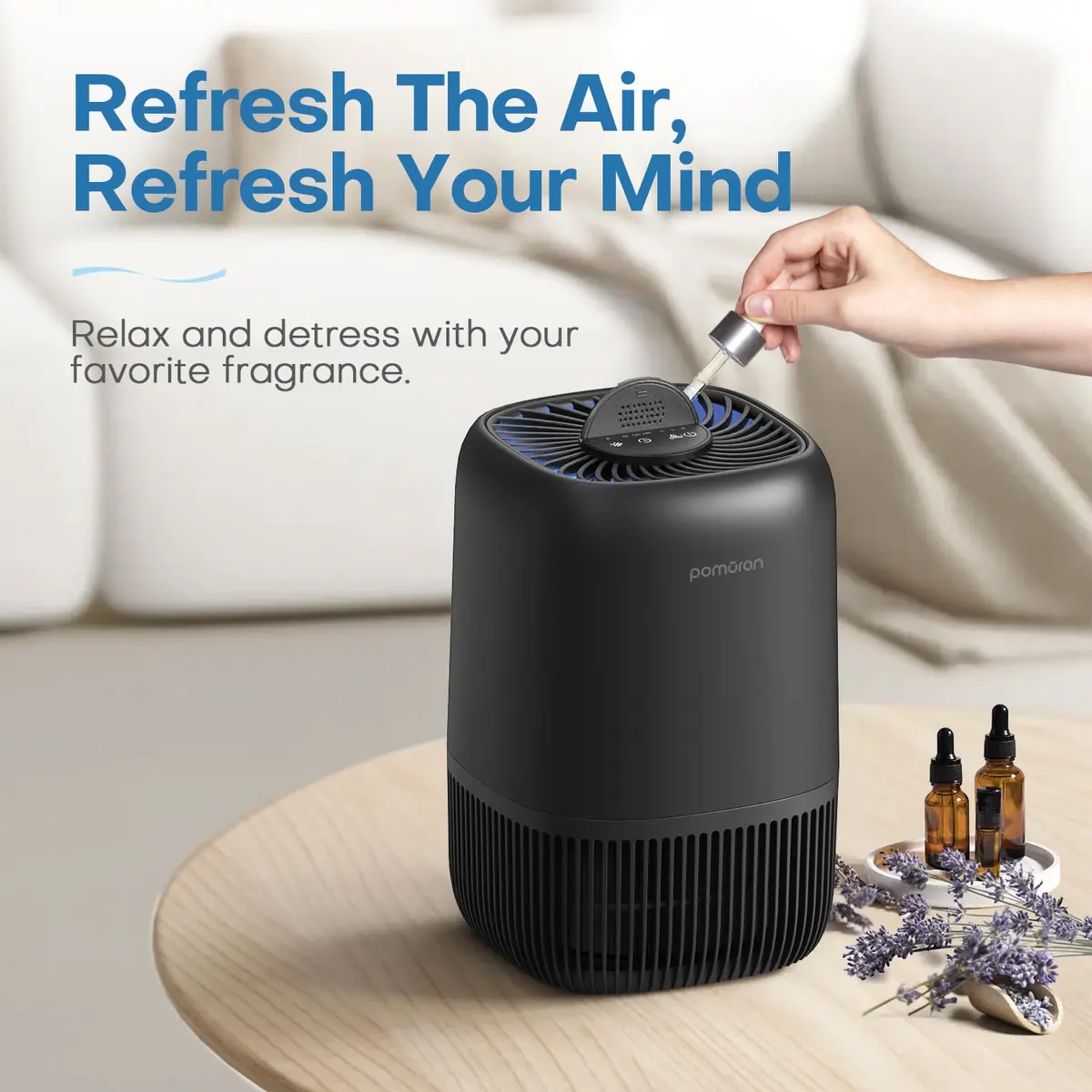 POMORON Air Purifier for Bedroom & Home | HEPA Filter, Whisper Quiet, Aromatherapy, 256 sq ft - view 6