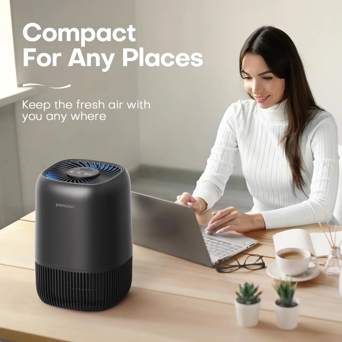 POMORON Air Purifier for Bedroom & Home | HEPA Filter, Whisper Quiet, Aromatherapy, 256 sq ft - view 7