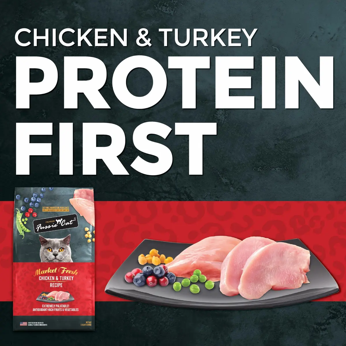 Fussie Cat Market Fresh Chicken & Turkey Recipe, Dry Cat Food, 3.5lb Bag | Meat-First Nutrition for All Life Stages - view 5