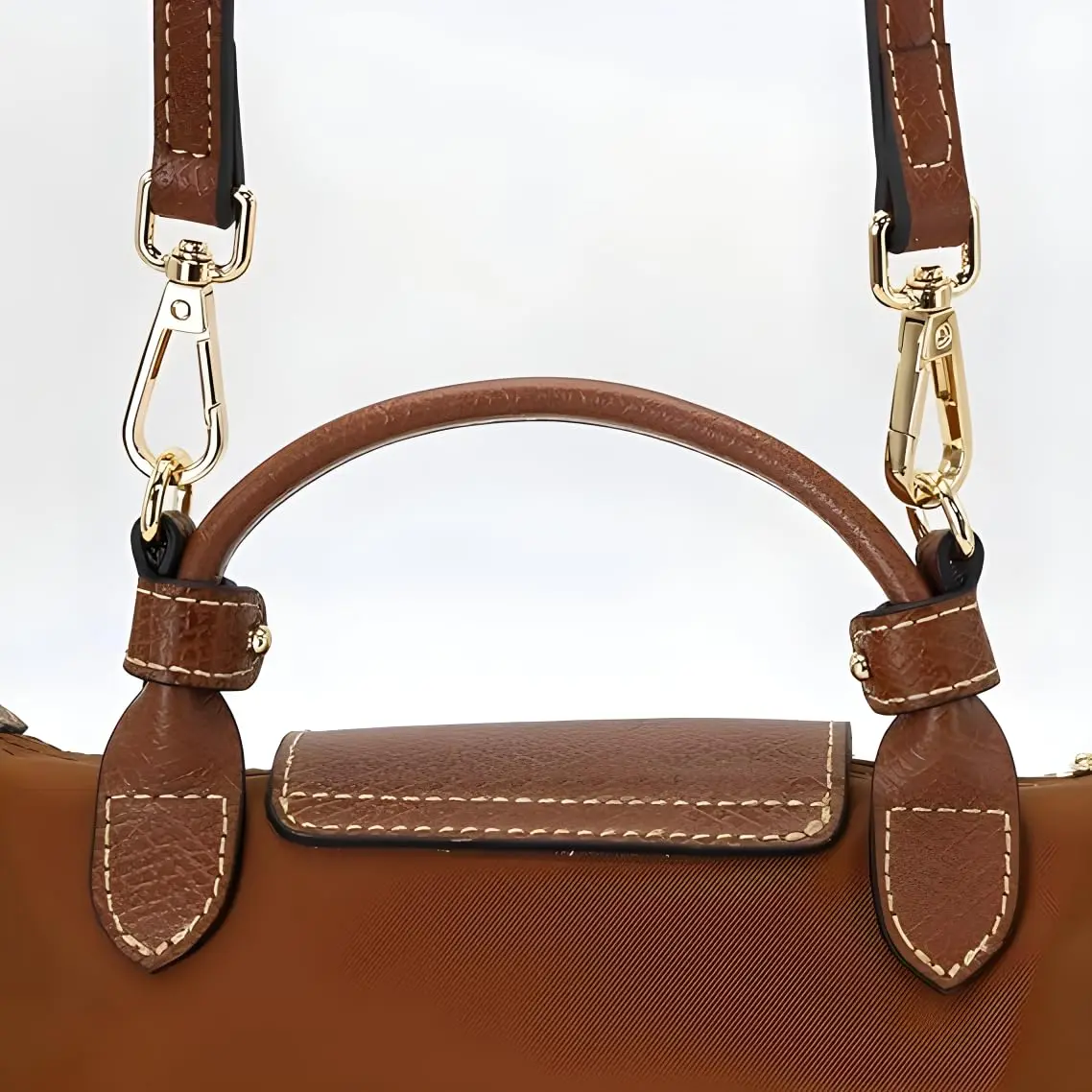 DEVPSISR Adjustable Leather Strap for Longchamp Handbag | 125 cm (48.75 in) Brown-Gold - view 4