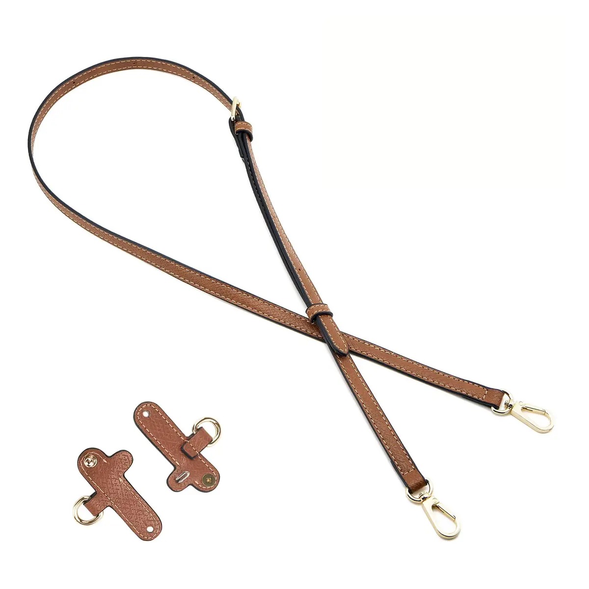 DEVPSISR Adjustable Leather Strap for Longchamp Handbag | 125 cm (48.75 in) Brown-Gold - view 3