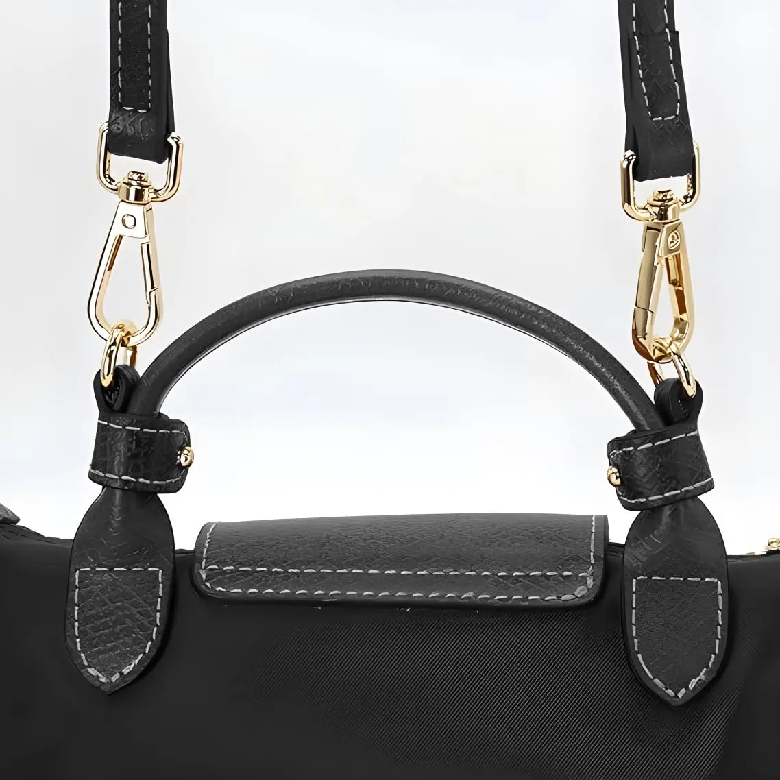DEVPSISR Leather Adjustable Shoulder Strap Conversion Kit for Longchamp Handbags, 125 cm (48.75 in) | Black-Gold - view 4