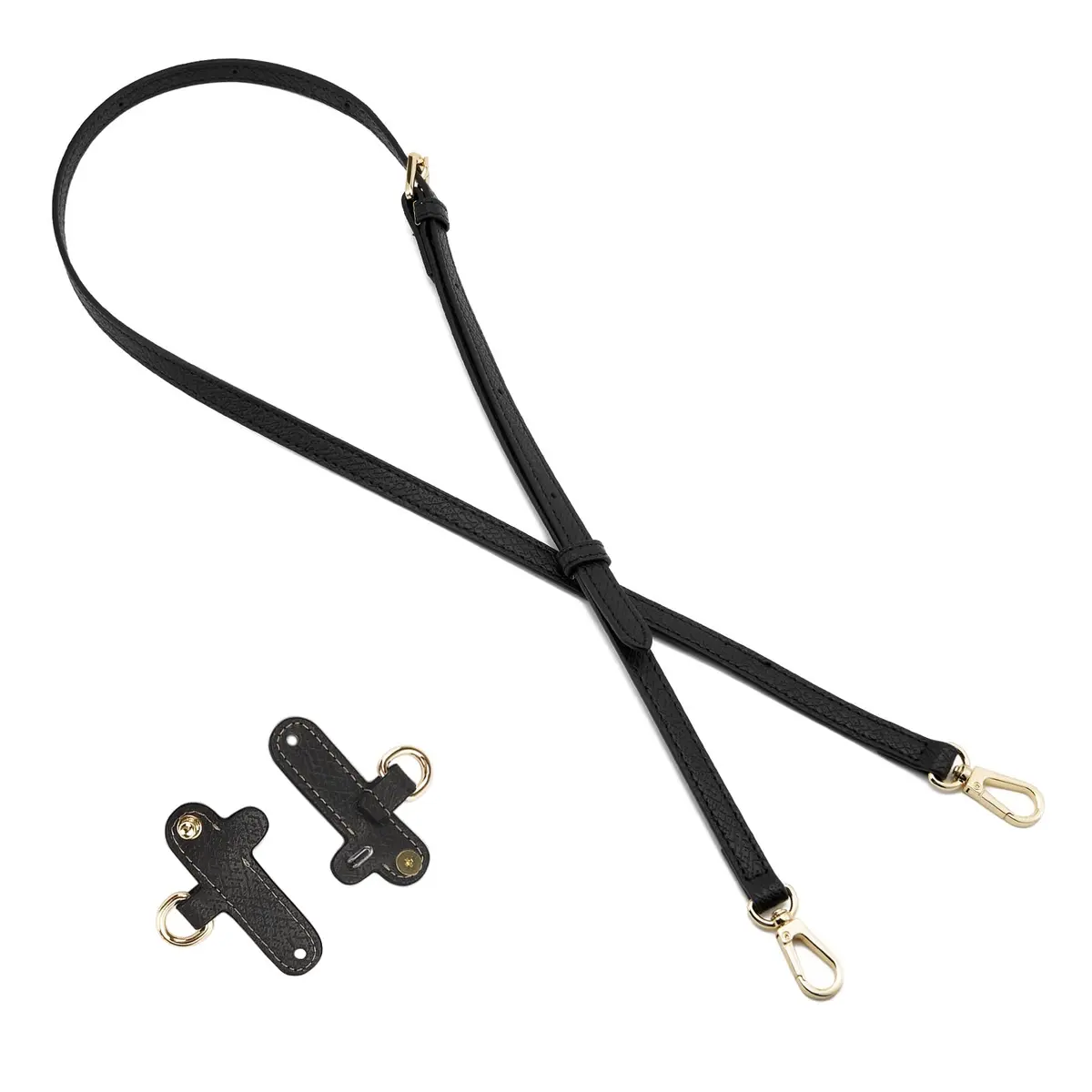 DEVPSISR Leather Adjustable Shoulder Strap Conversion Kit for Longchamp Handbags, 125 cm (48.75 in) | Black-Gold - view 3