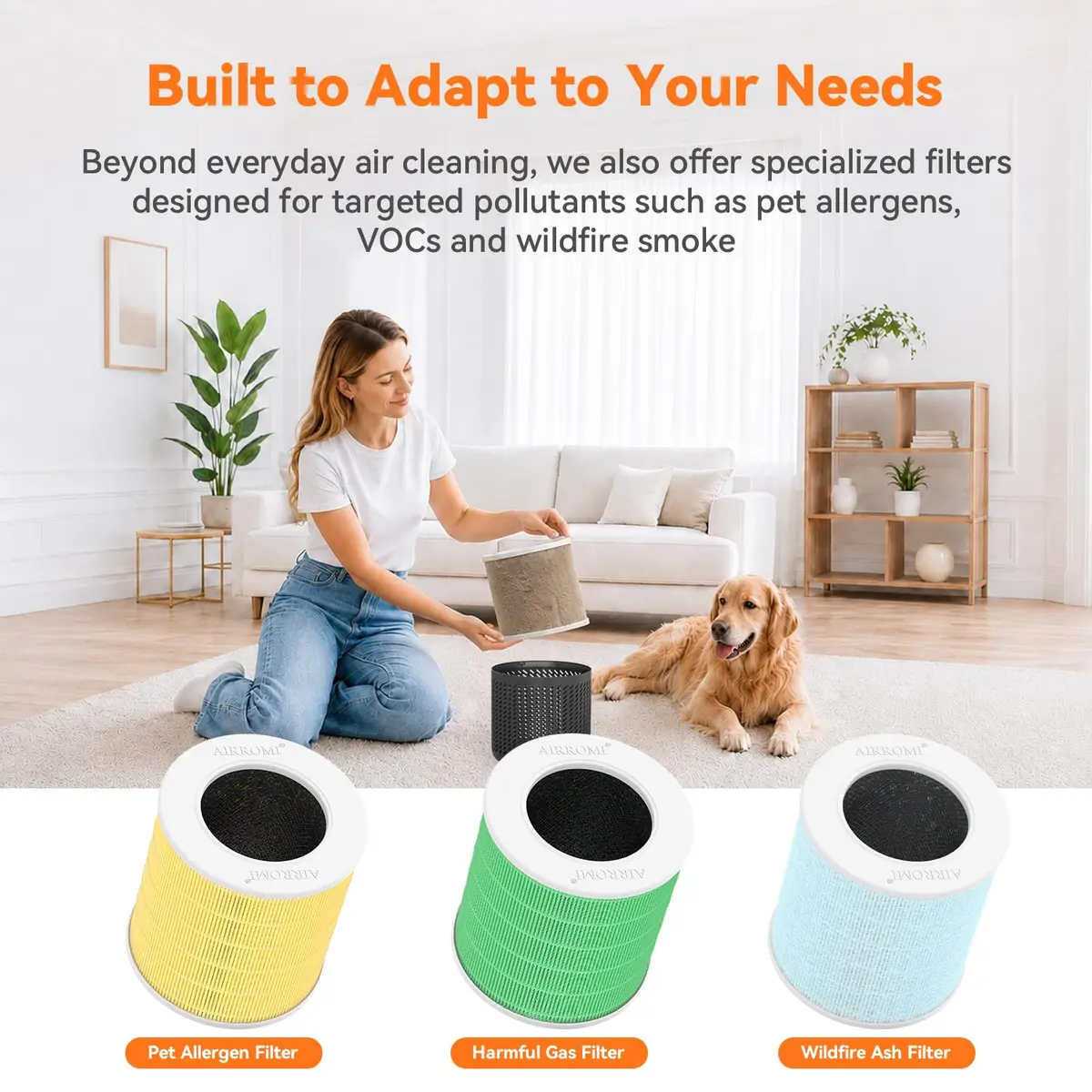 AIRROMI HEPA Air Purifier for Bedroom & Home | 360° Clean Air, Pet Odor & Smoke Removal, Quiet Operation, Black - view 9