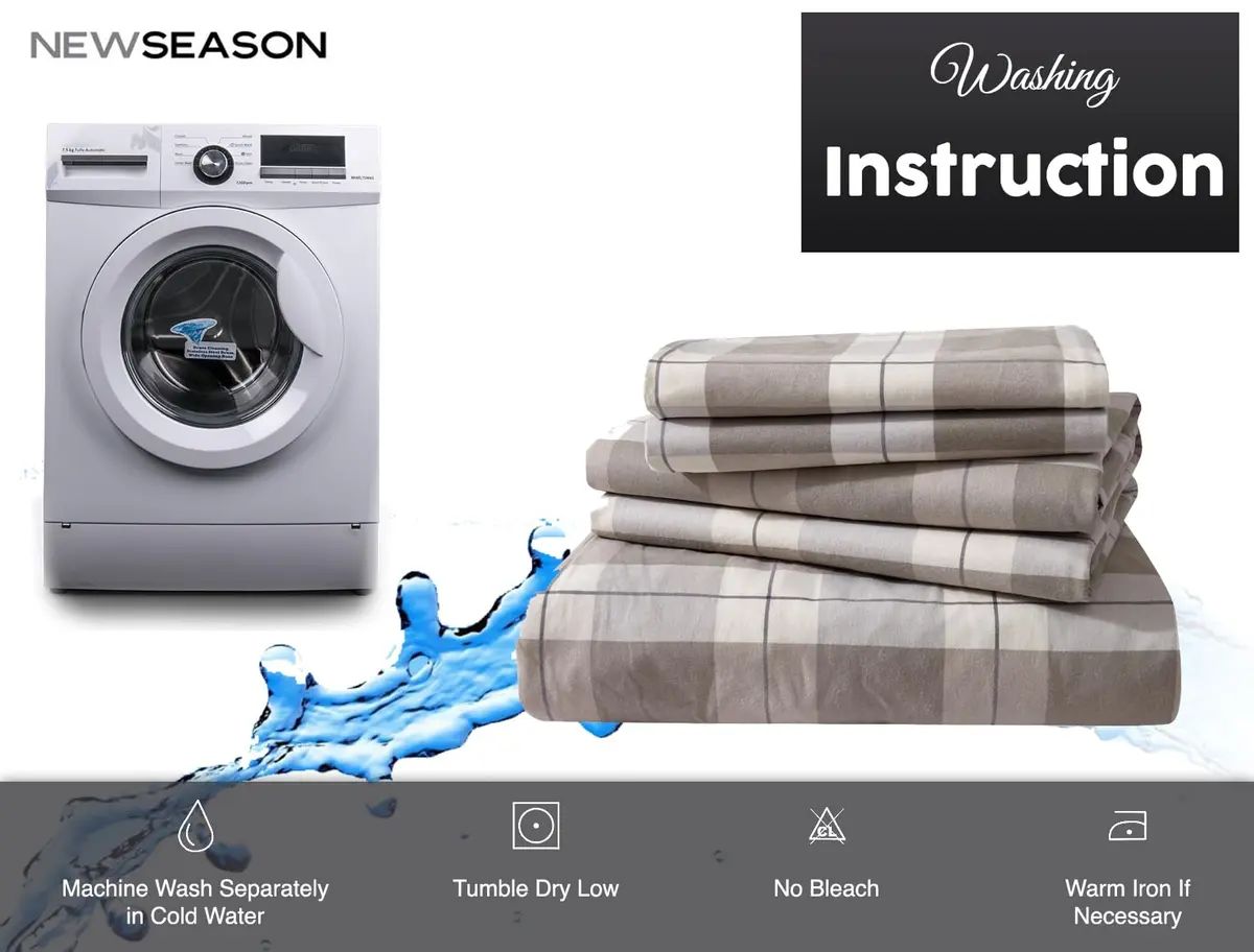 New Season Naturally Yours 100% Cotton Double Flannel Sheet Set | Soft & Warm Bed Sheets for India - view 5