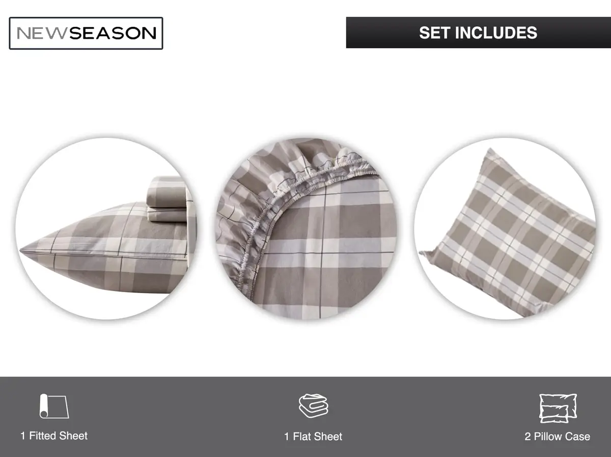 New Season Naturally Yours 100% Cotton Double Flannel Sheet Set | Soft & Warm Bed Sheets for India - view 4