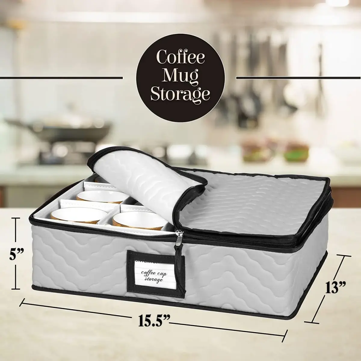HOLDN’ STORAGE 5-Piece China Storage Container Set for 12 Place Settings | Quilted Microfiber with Dividers - view 5