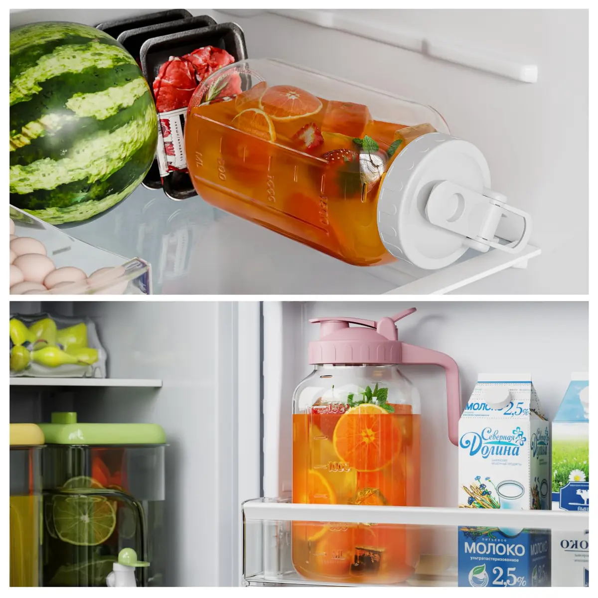 JunVpic Glass Pitcher with Lid, 1.89 L (64 oz) Wide Mouth Mason Jar | Leak-Proof Spout & Handle - view 5