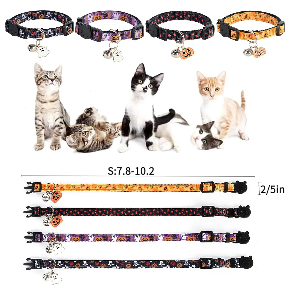 Yizepet Cat Collars with Bells, Breakaway Kitten Collar, Cute Kitty Collar, Pet Supplies Accessories | Adjustable from 7.8-10.2 inches - view 7