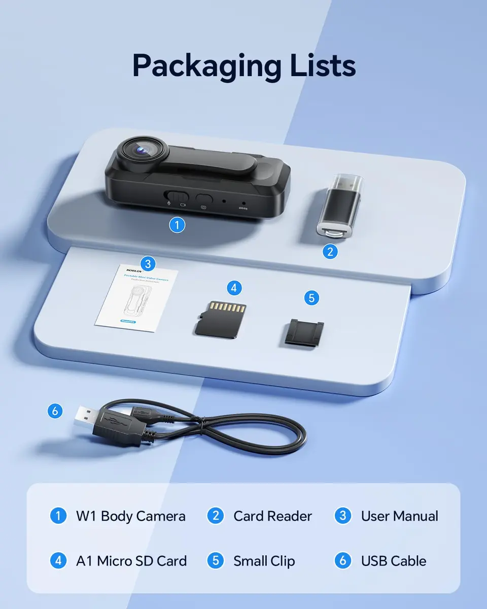 BOBLOV W1 1080P Body Camera 128GB | Wearable HD Video Support 90 Min - view 7