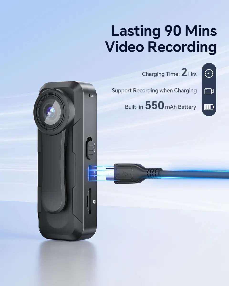 BOBLOV W1 1080P Body Camera 128GB | Wearable HD Video Support 90 Min - view 3