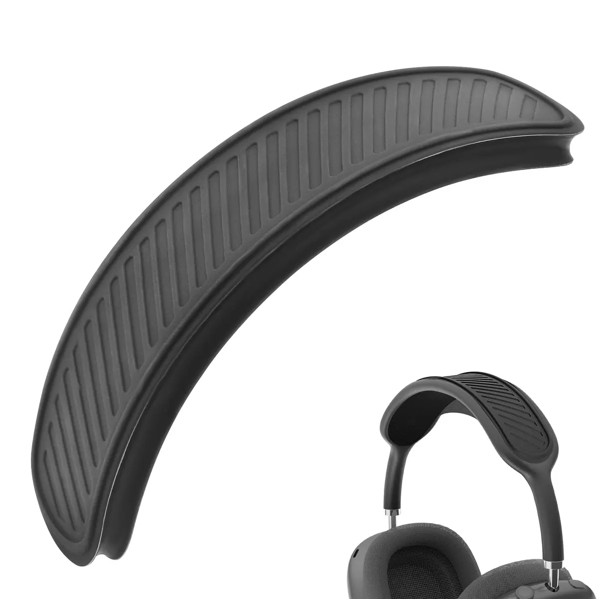 Miruchertter Black Silicone Headband Pad for Apple AirPods Max Headphones | Washable & Durable Replacement Cushion - main product image