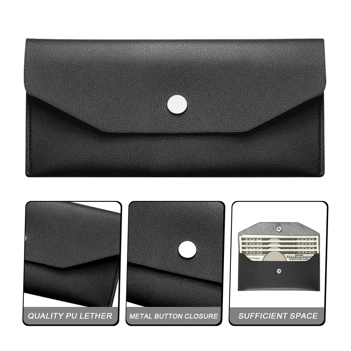 Nolcha Pu Leather Cash Envelope Wallet - Reusable Cash Stuffing Wallet for Men and Women -Black | Compact Budget Organizer - view 4