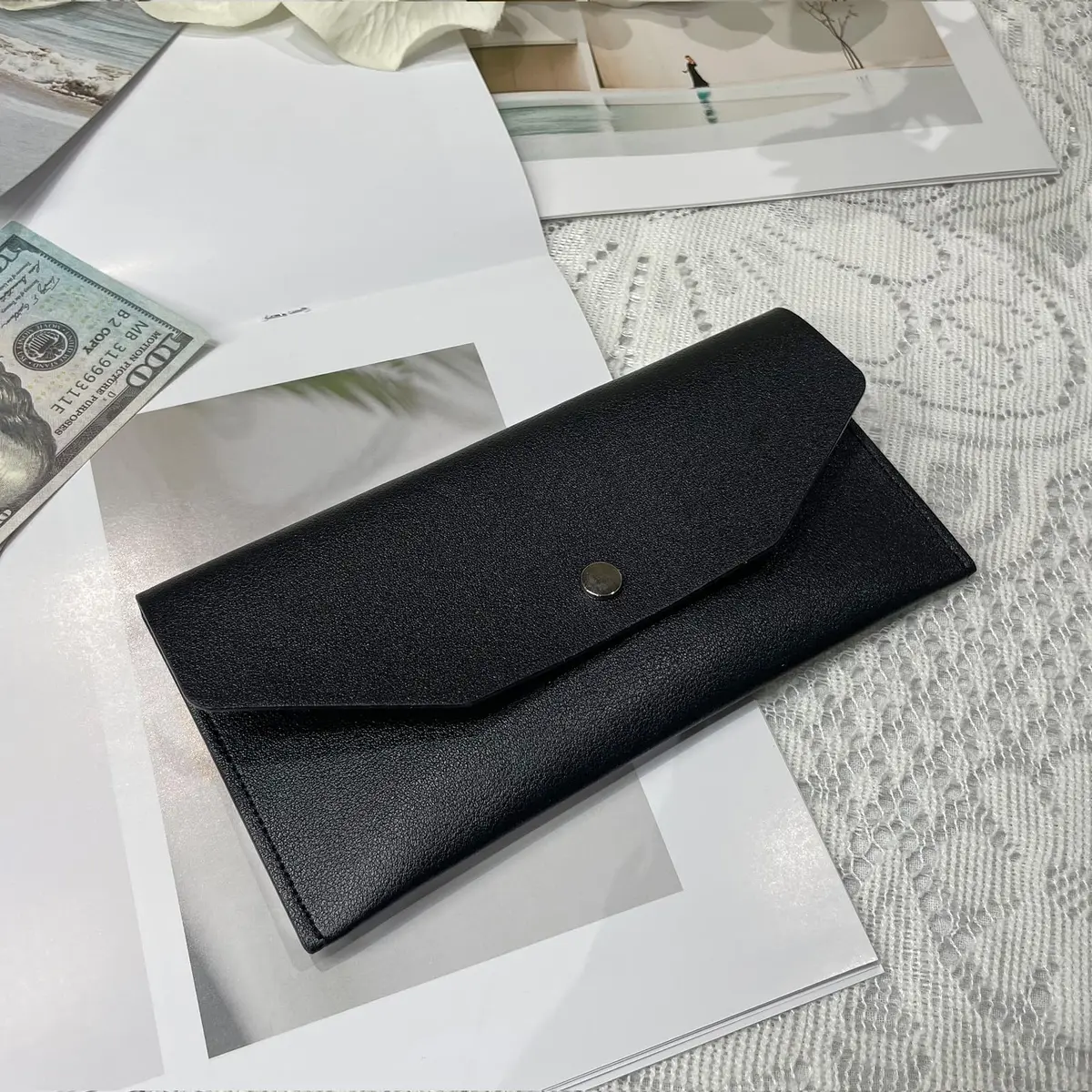 Nolcha Pu Leather Cash Envelope Wallet - Reusable Cash Stuffing Wallet for Men and Women -Black | Compact Budget Organizer - view 6