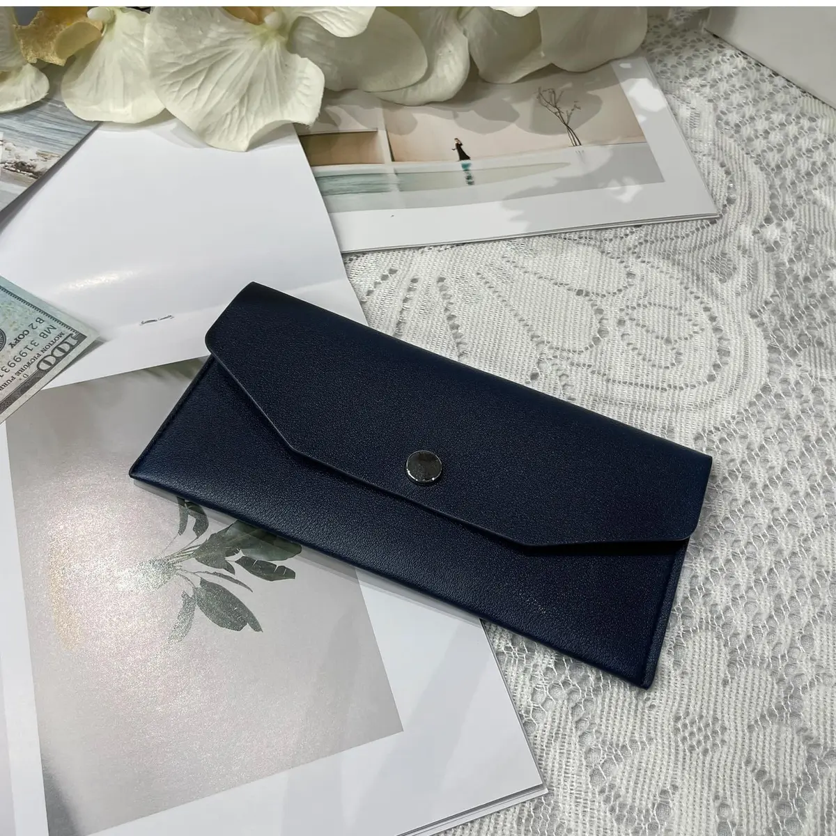 Nolcha Cash Envelope Wallet for Women - Reusable PU Leather Budgeting Wallet, Dark-Blue | Compact & Waterproof - view 6