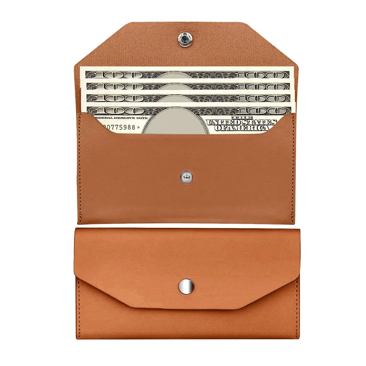 Nolcha Cash Envelope Wallet - Reusable PU Leather Budget Organizer for Men & Women | Brown - main product image