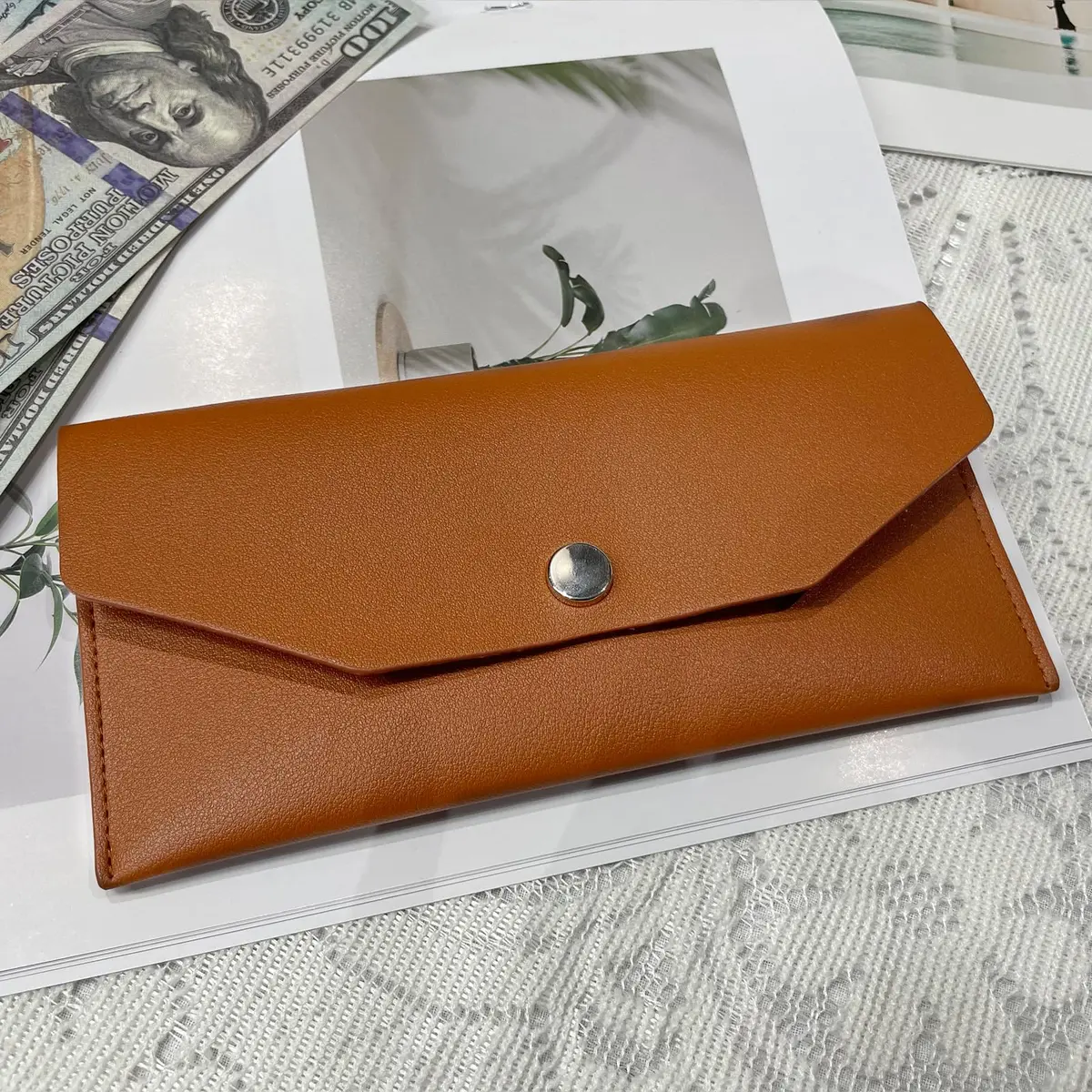 Nolcha Cash Envelope Wallet - Reusable PU Leather Budget Organizer for Men & Women | Brown - view 6