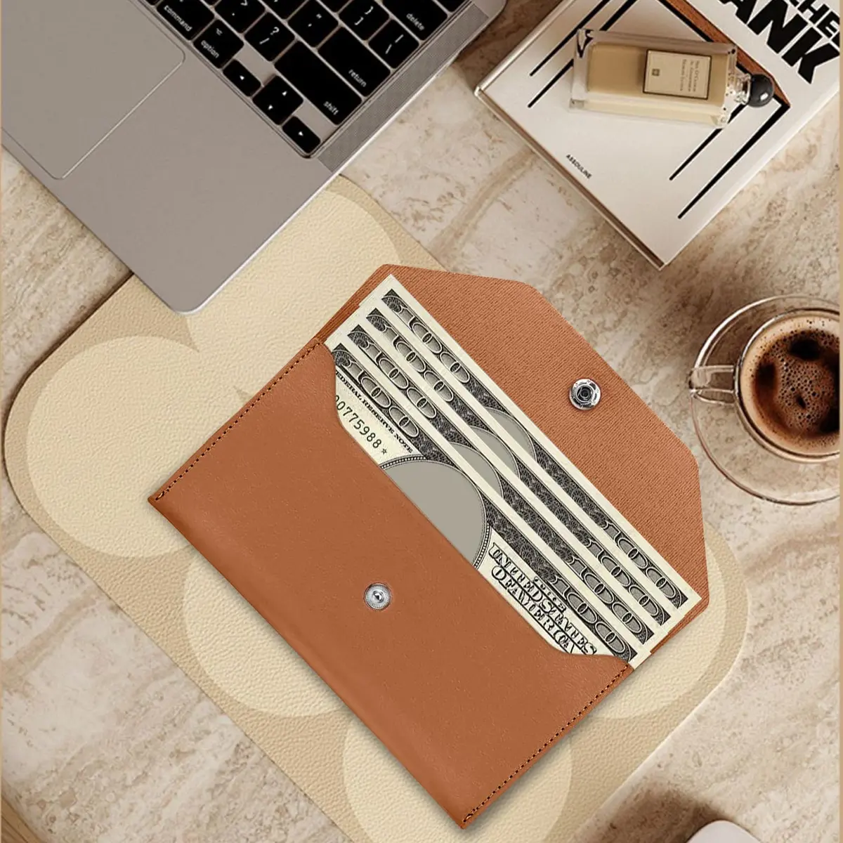 Nolcha Cash Envelope Wallet - Reusable PU Leather Budget Organizer for Men & Women | Brown - view 7