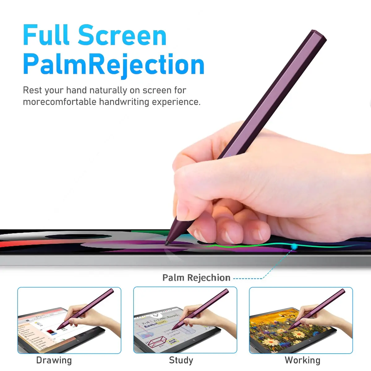 SSS·GRGB Stylus Pen for HP Envy X360 & Spectre X2 | Tilt & Pressure Sensitive, Rechargeable, Palm Rejection, Red - view 5
