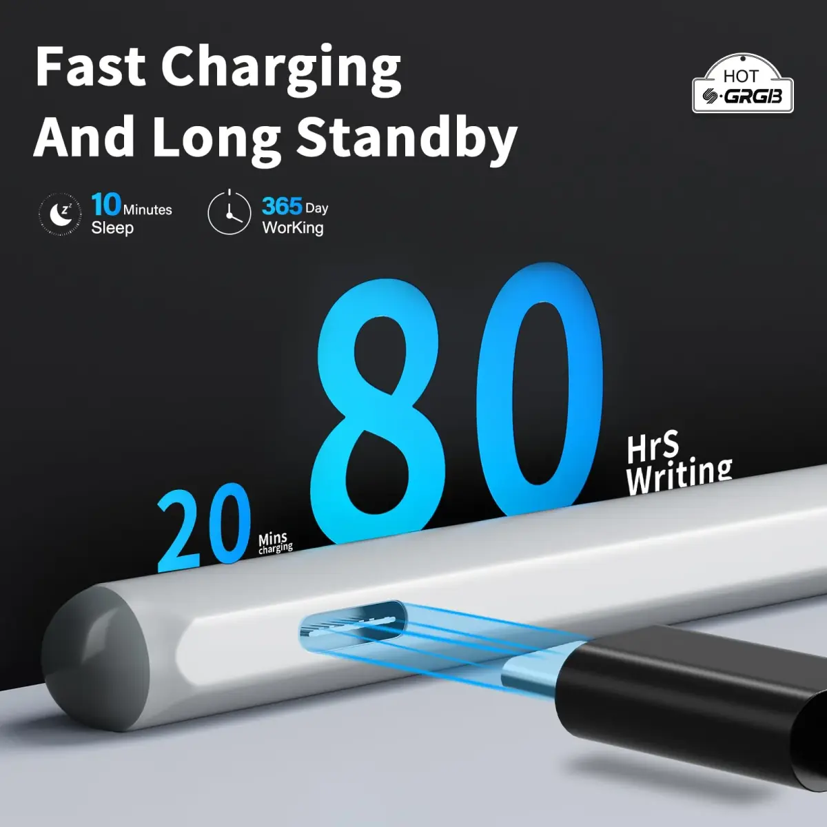 SSS·GRGB Rechargeable MPP 2.0 Stylus Pen for ASUS Laptops & Tablets, 4096 Pressure Sensitivity, Type-C Charge, Silver | Tilt Active Pen - view 5