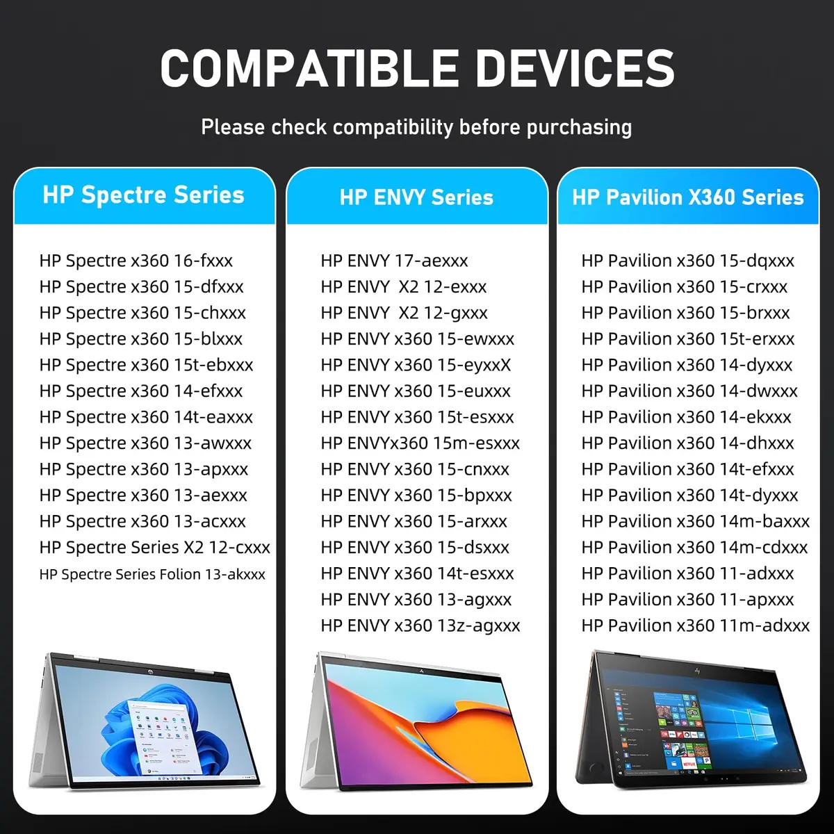 SSS·GRGB Stylus Pen for HP Envy X360 & Spectre 4096 Pressure Tilt Black | Rechargeable Active Pen with Palm Rejection - view 2
