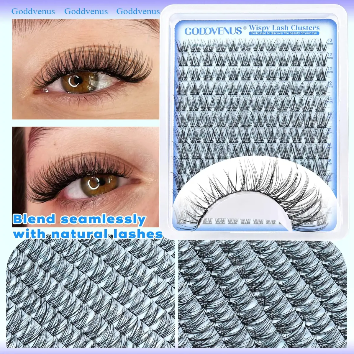 Goddvenus Wispy Lash Clusters 144pcs D Curl | Natural Individual Lashes for DIY Glamour - view 6