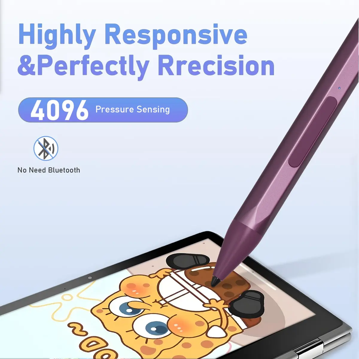 SSS·GRGB Rechargeable Active Stylus Pen for HP Envy X360 & Spectre 13/15 | Tilt & 4096 Pressure Sensitivity, Type-C Charge, Red - view 3