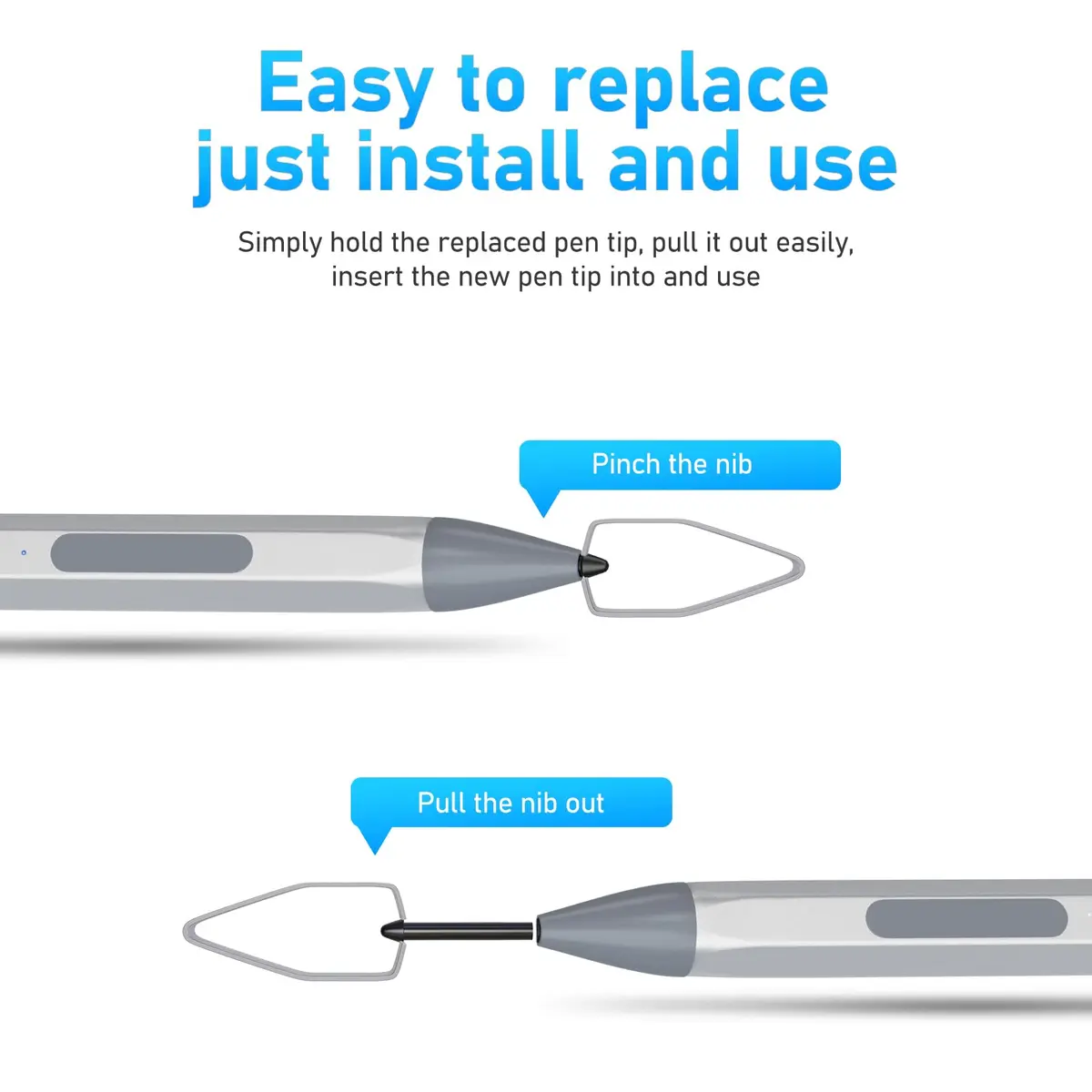 SSS·GRGB Stylus Pen for HP Envy x360 & Spectre x2 | Tilt & Pressure Sensitive, Rechargeable, Silver - view 6