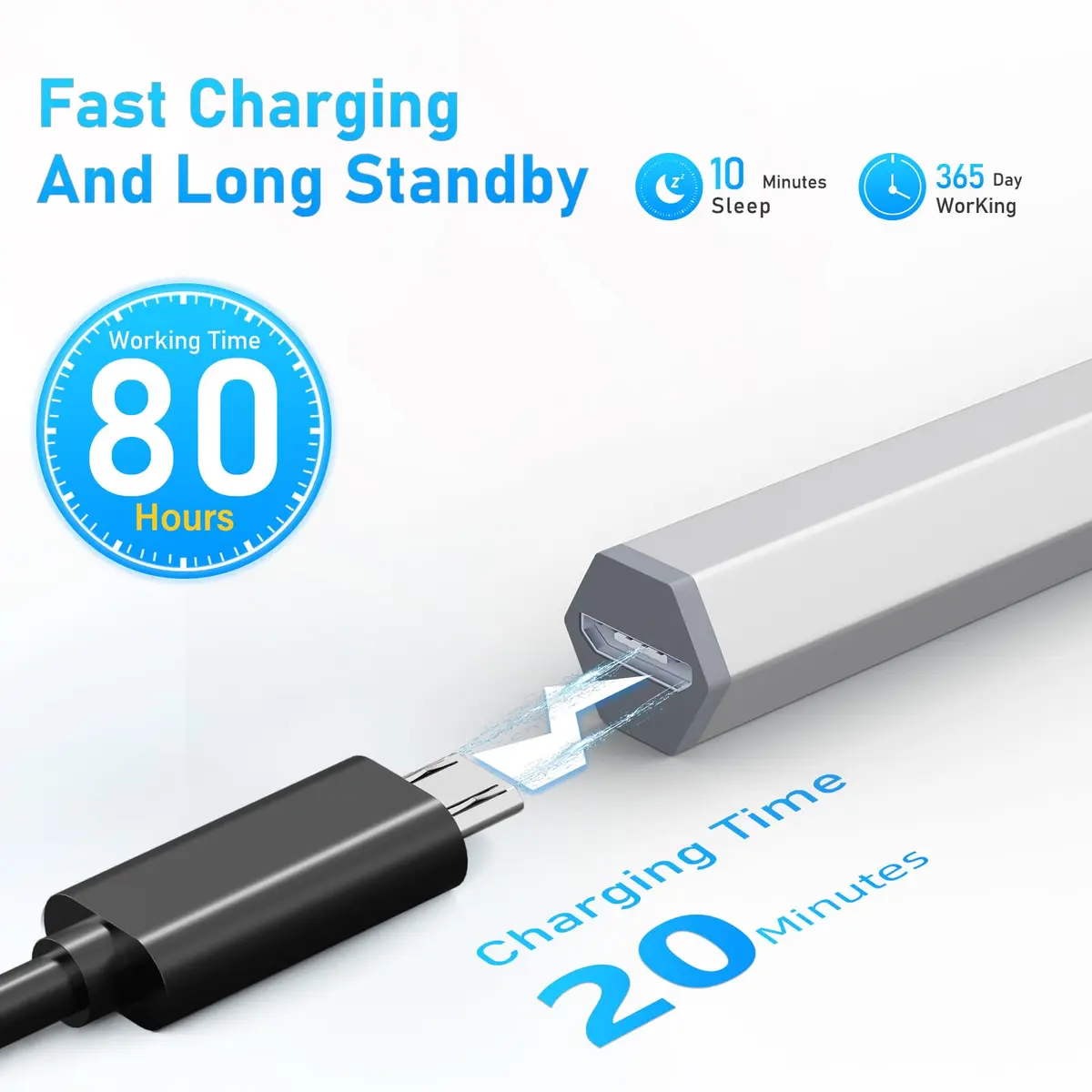 SSS·GRGB Stylus Pen for HP Envy x360 & Spectre x2 | Tilt & Pressure Sensitive, Rechargeable, Silver - view 7