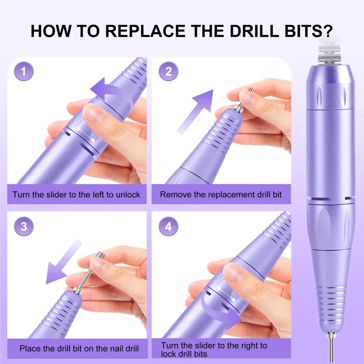 COSYGLOW Glitter Portable Cordless Nail Drill Kit | 30000 RPM E-File for Acrylic & Gel Nails - view 8
