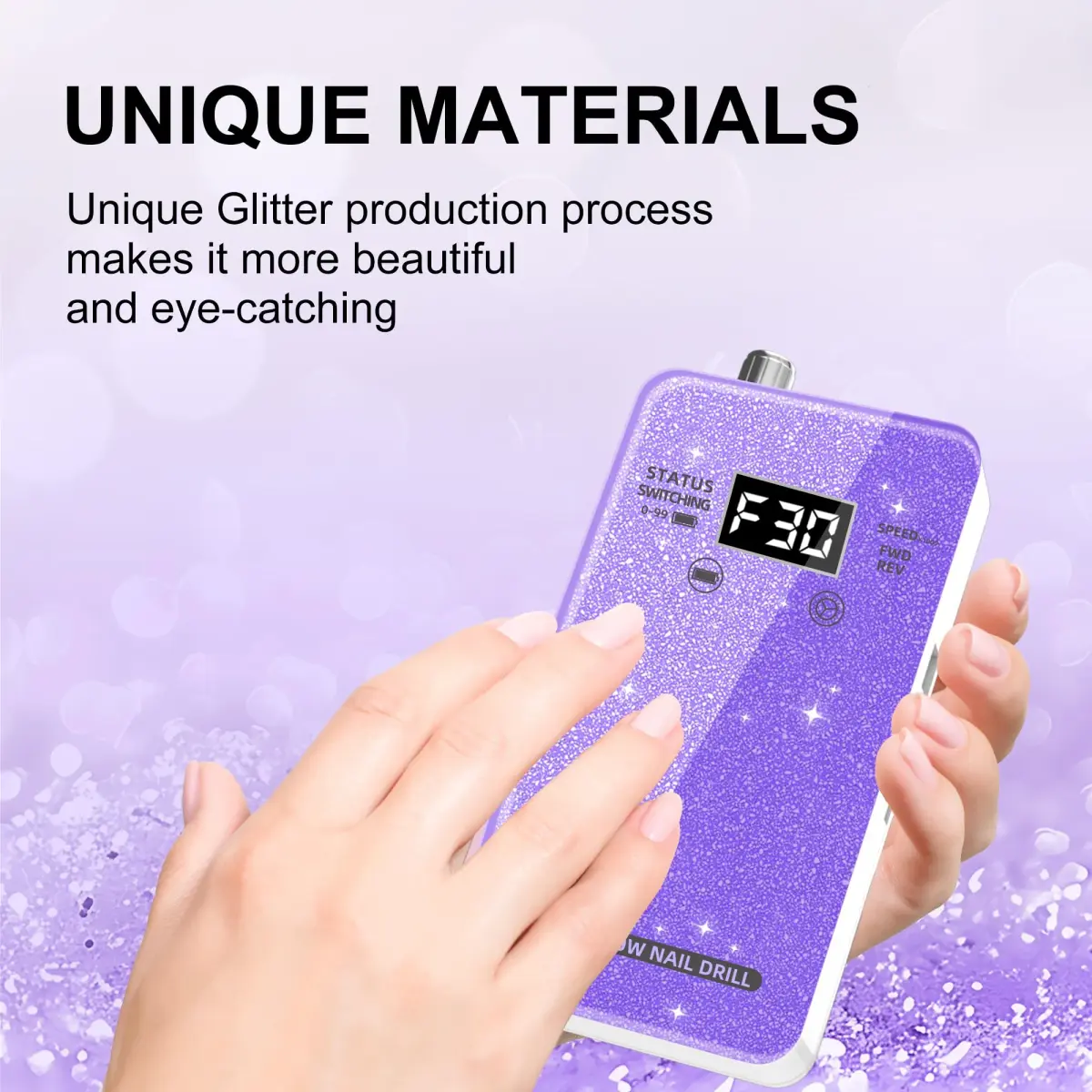 COSYGLOW Glitter Portable Cordless Nail Drill Kit | 30000 RPM E-File for Acrylic & Gel Nails - view 2