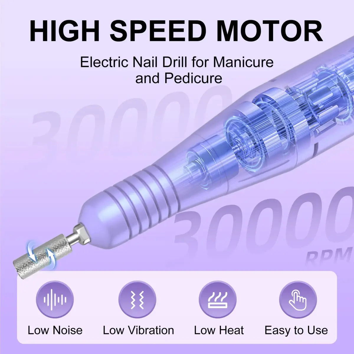 COSYGLOW Glitter Portable Cordless Nail Drill Kit | 30000 RPM E-File for Acrylic & Gel Nails - view 3