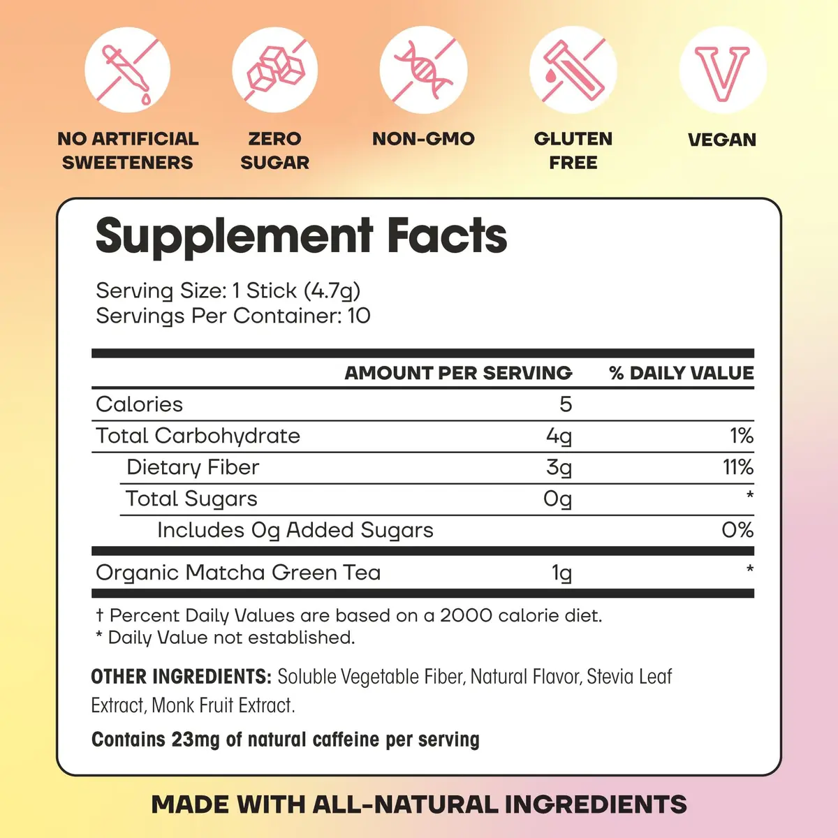 Fit & Lean Matcha Amore Iced Tea Peach 10 Stick Packs | Organic, Vegan, Gluten-Free, Antioxidant-Rich (70-120 chars) - view 4