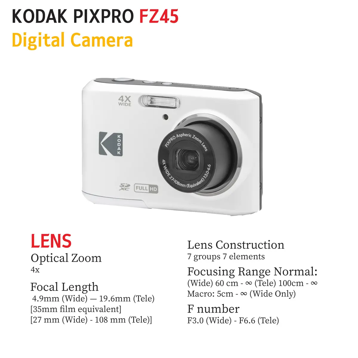 KODAK PIXPRO FZ45 16MP Digital Camera with 4X Optical Zoom 27mm Wide Angle and 2.7" LCD Screen Bundle with 32GB SD Card, AA Batteries - view 6