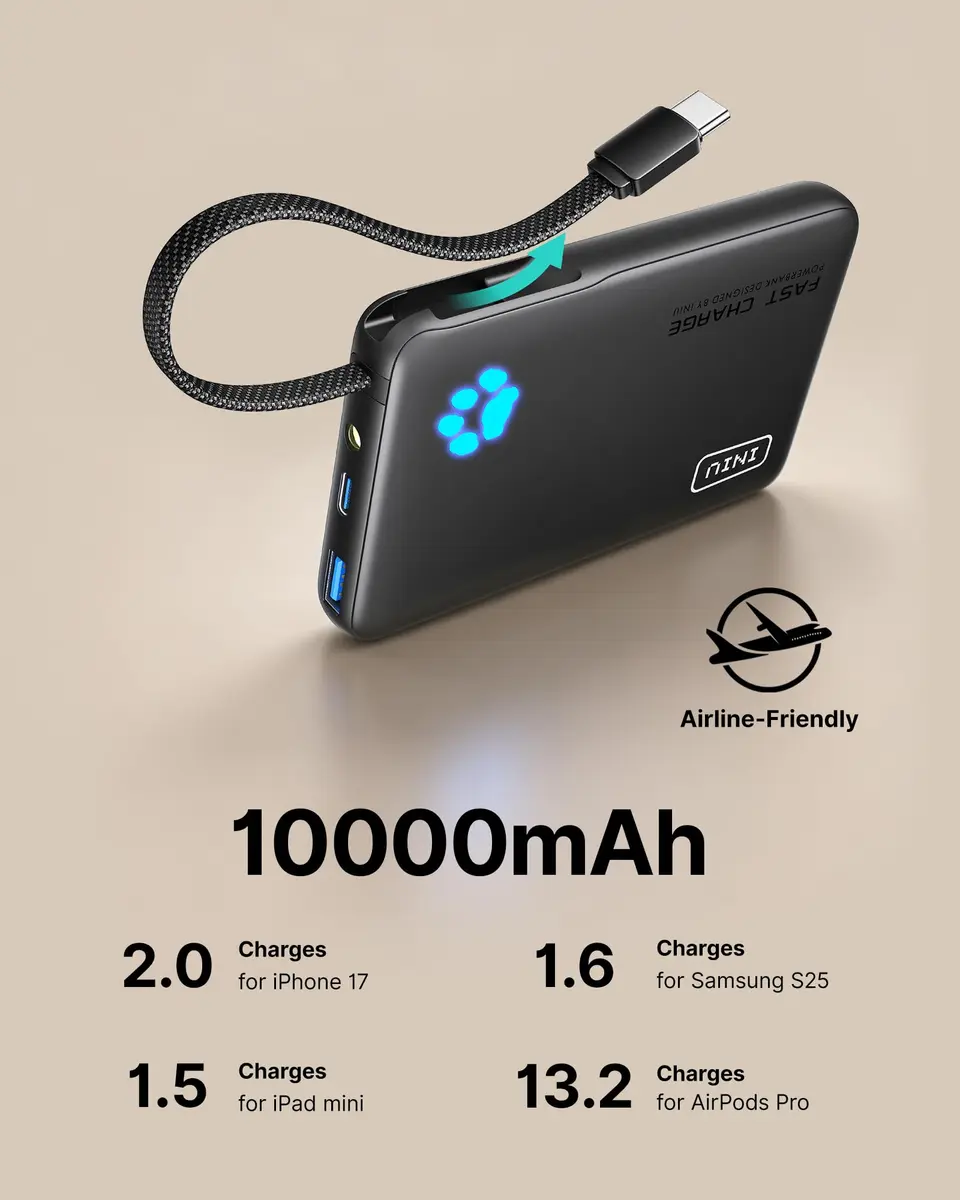 INIU 45W Fast Charging Power Bank 10,000mAh | Compact, Portable & Industry-Leading Speed - view 7