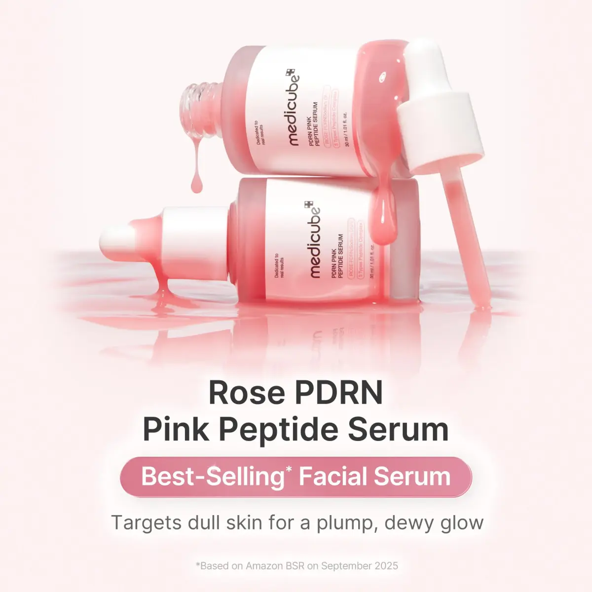 medicube PDRN Pink Peptide Glow Serum 30ml (1.01 Fl Oz) | Vegan Rose PDRN for Skin Renewal & Elasticity - view 2