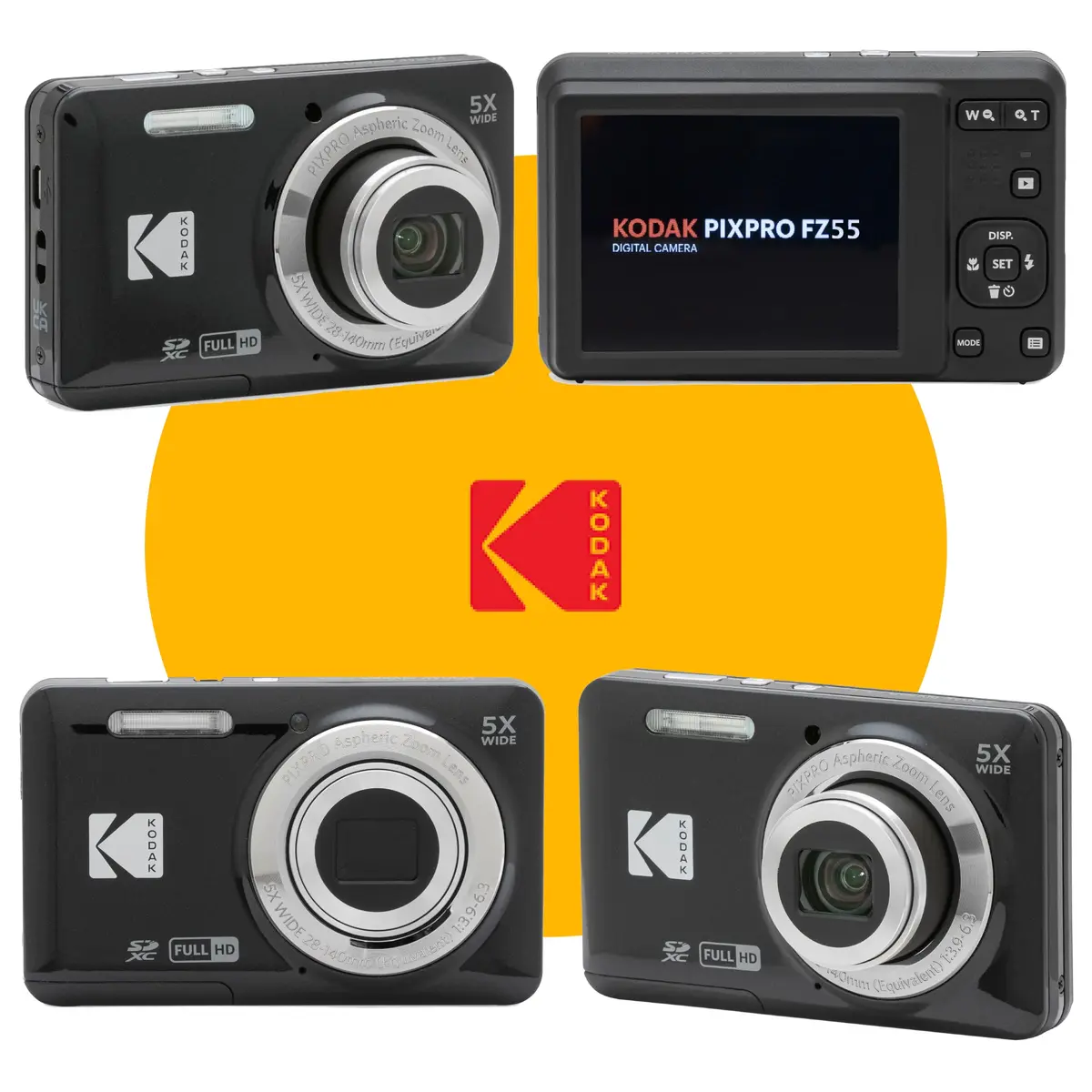 KODAK PIXPRO FZ55 16MP Digital Point & Shoot Camera | 5X Optical Zoom, 28mm Wide Angle, 1080P HD Video, Bundle with 32GB SD Card & Case - view 3