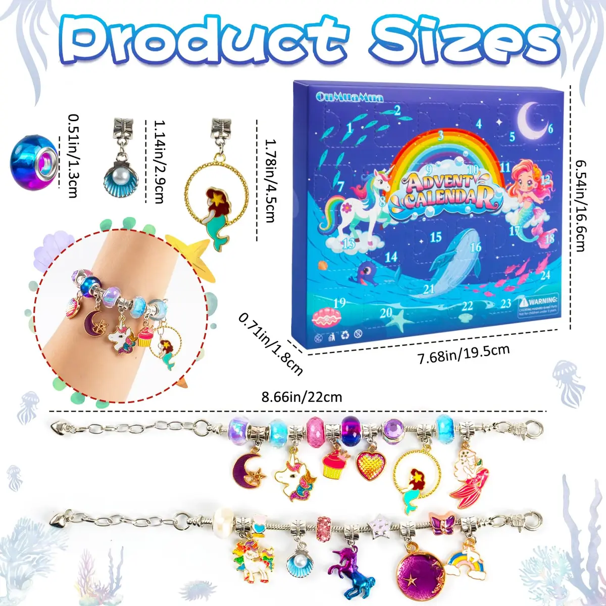 OuMuaMua Christmas Bracelets Advent Calendar 2026 for Girls | 24-Day DIY Jewelry Kit with Charms & Adjustable Chains - view 6