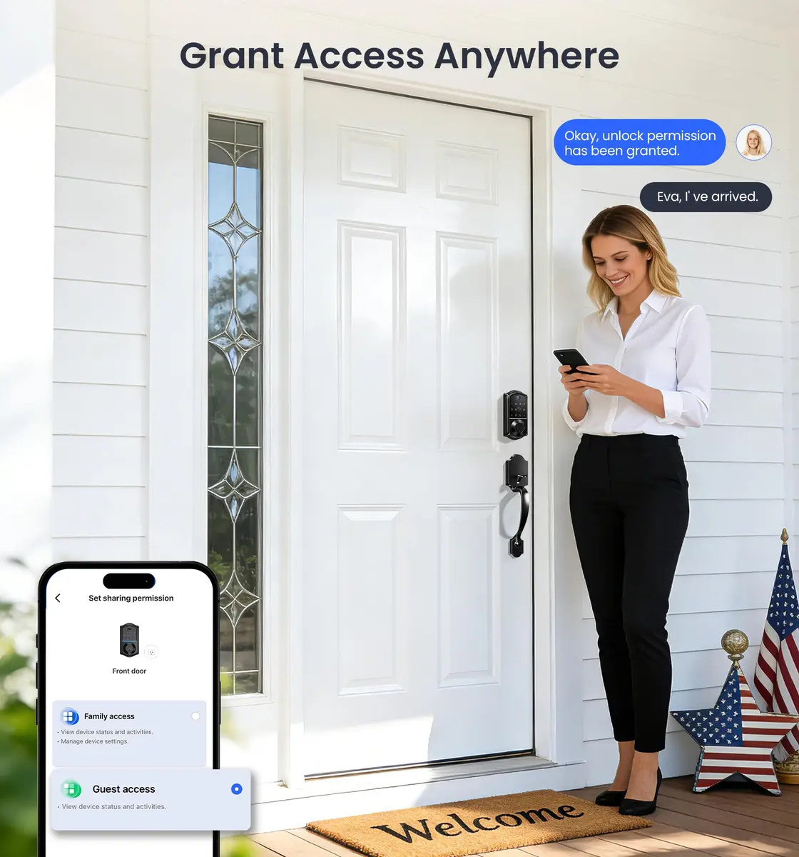 Veise VE017 Fingerprint Smart Door Lock with App Control, Matte Black, 1.02 kg (2.25 lb) - view 8