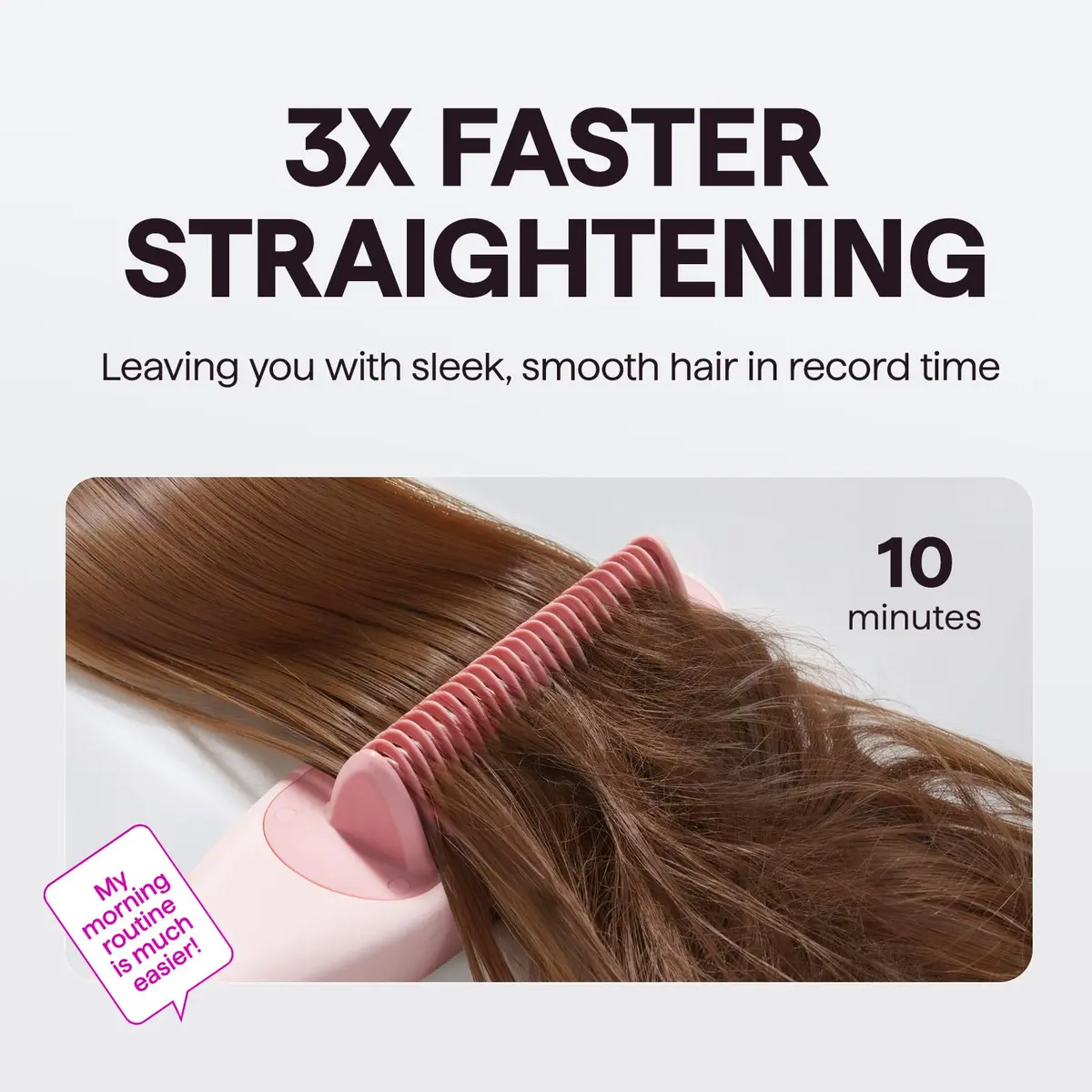 Wavytalk Pro Steam Hair Straightener Brush Pink | 200cm (6.5ft) Cord, 200°C (392°F) Max Temp - view 4