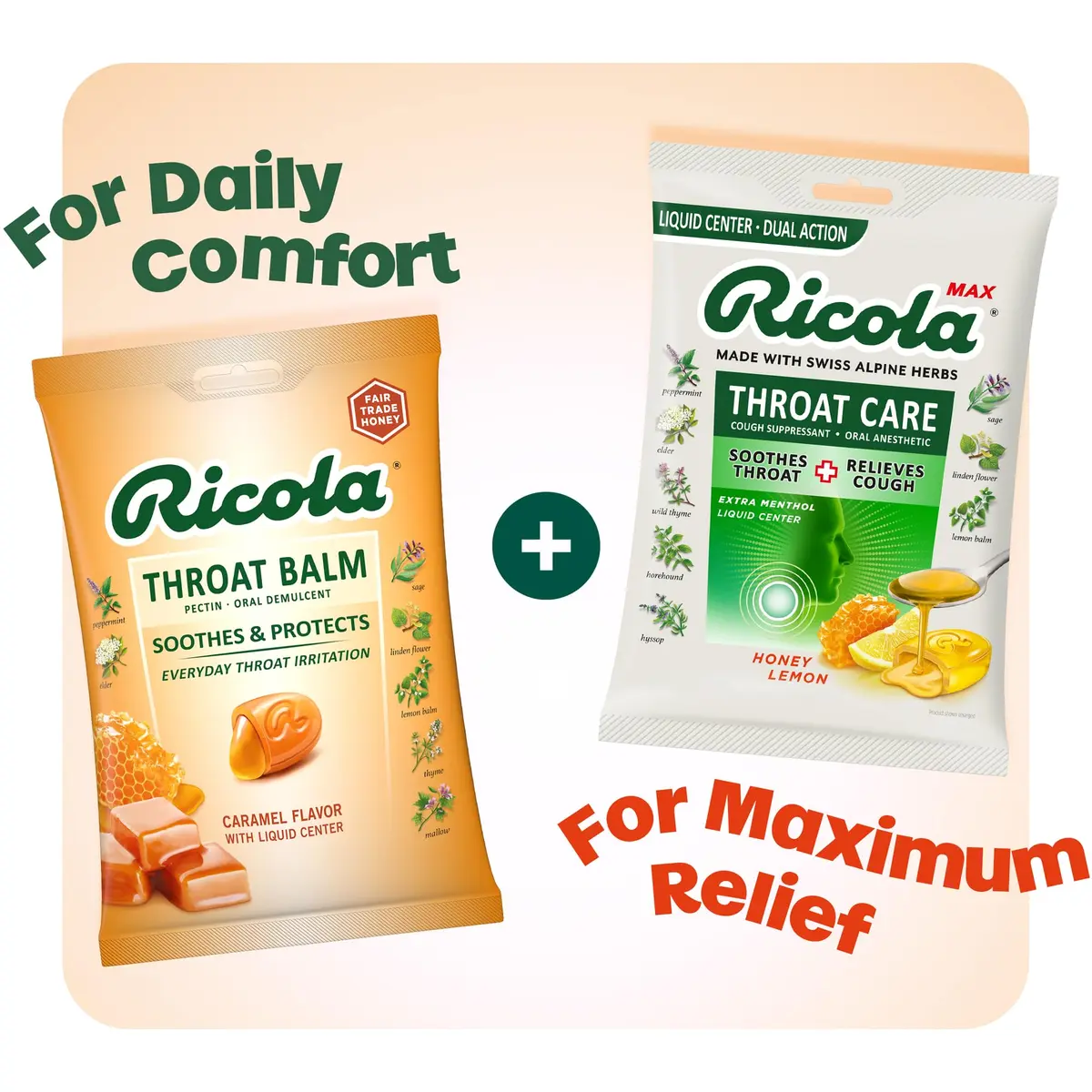 Ricola Throat Balm Caramel Flavor Herbal Throat Drops - 136 Count | Swiss Alpine Herbs & Honey Liquid Center - view 5
