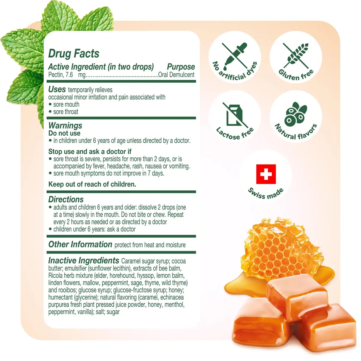 Ricola Throat Balm Caramel Flavor Herbal Throat Drops - 136 Count | Swiss Alpine Herbs & Honey Liquid Center - view 6